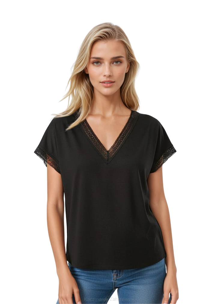 Bluzka damska z dekoltem w serek Flaviana czarna
