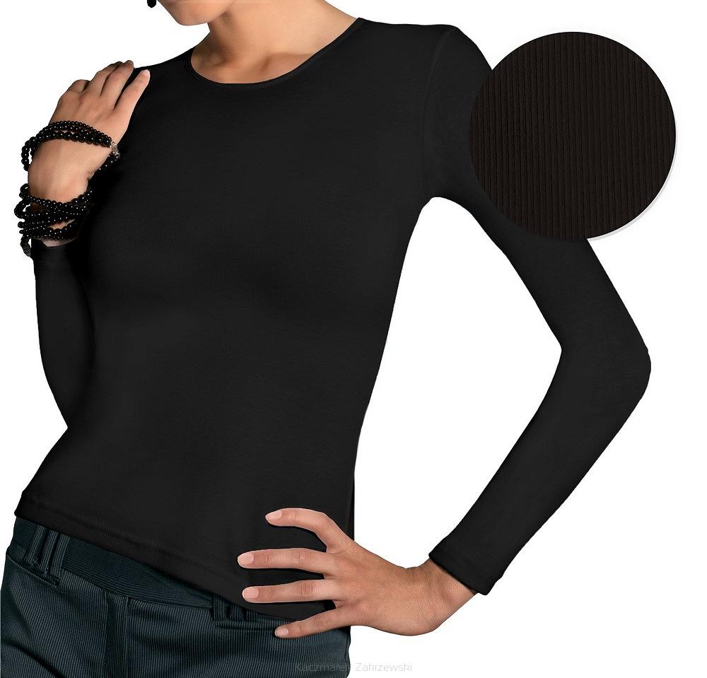 Podkoszulka damska z długim rękawem DINA prążki czarny
