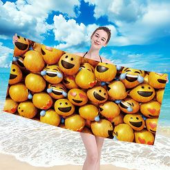 Ręcznik plażowy 100x180 pomarańczowy emotikony 3D