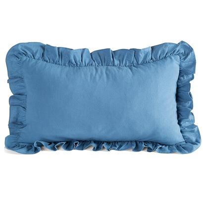 Poszewka dekoracyjna FALBANKA 30x50 Eurofirany granatowa obszyta falbaną