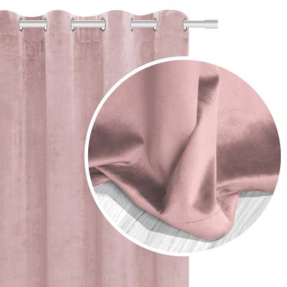 Zasłona gotowa na przelotkach VELVET SOFT 140x250 welurowa pudrowa