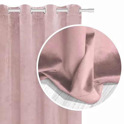Zasłona gotowa na przelotkach VELVET SOFT 140x250 welurowa pudrowa