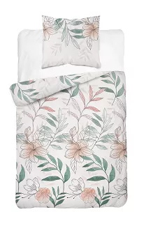 Pościel satynowa 200x220 Home Satin wzór kwiaty na białym tle