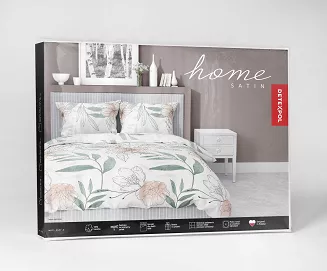 Pościel satynowa 200x220 Home Satin wzór kwiaty na białym tle