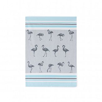 Ścierka kuchenna bawełna egipska 50x70 wzór Flamingi niebieska