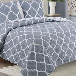 Narzuta dekoracyjna z poszewkami TAVIRA 180x220 meridian grey szara koniczyna maroko