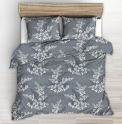 Pościel z kory 200x220 wzór gałązki na grafitowym tle