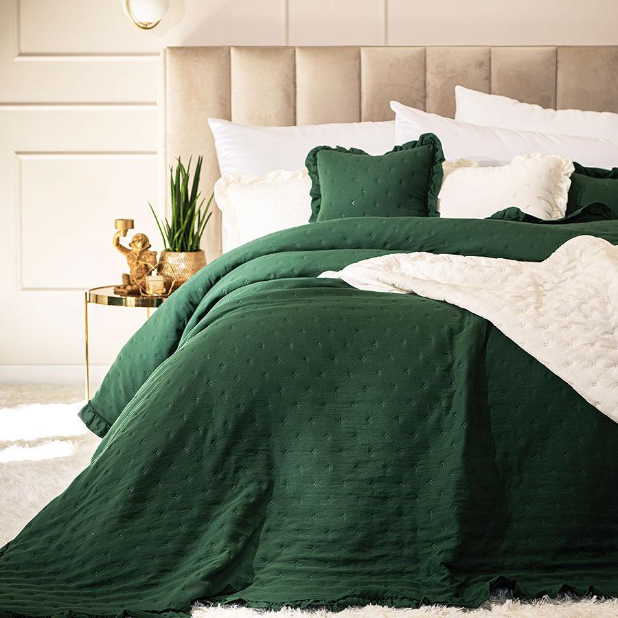 Narzuta dekoracyjna z falbaną WERONA 200x220 zielona