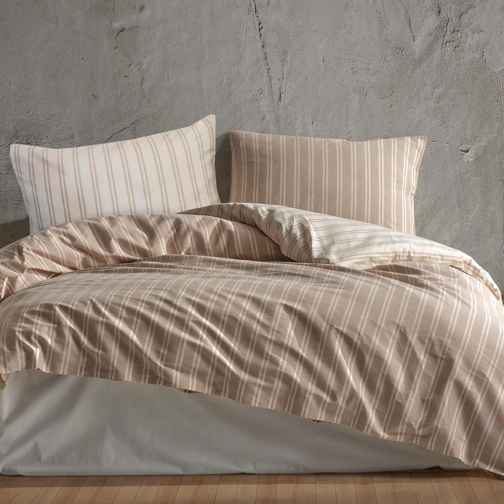 Pościel bawełniana MADRAS 2 160x200 COTTONLOVE EXCLUSIVE beżowa paski