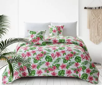 Poszewka dekoracyjna MONSTERA 45x45 biała kwiaty monstery