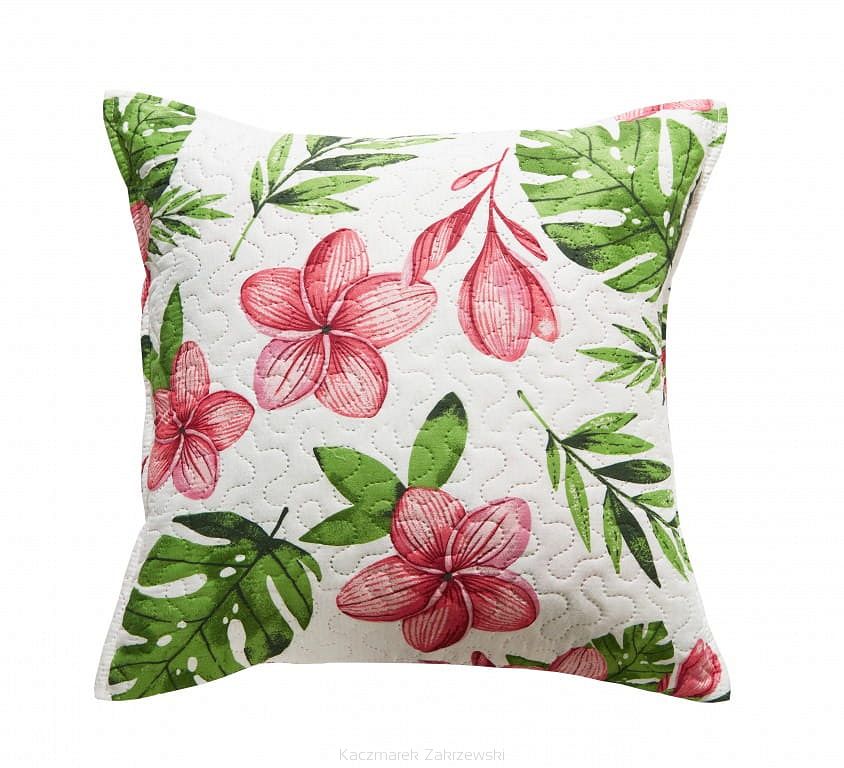 Poszewka dekoracyjna MONSTERA 45x45 biała kwiaty monstery