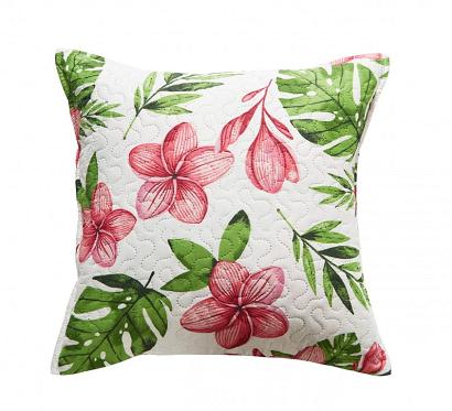 Poszewka dekoracyjna MONSTERA 45x45 biała kwiaty monstery