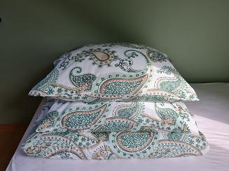 Pościel satynowa 160x200 miętowa ruda letni paisley