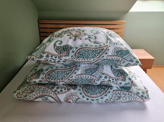 Pościel satynowa 160x200 miętowa ruda letni paisley