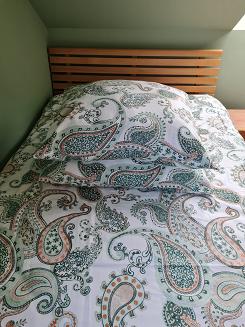 Pościel satynowa 160x200 miętowa ruda letni paisley