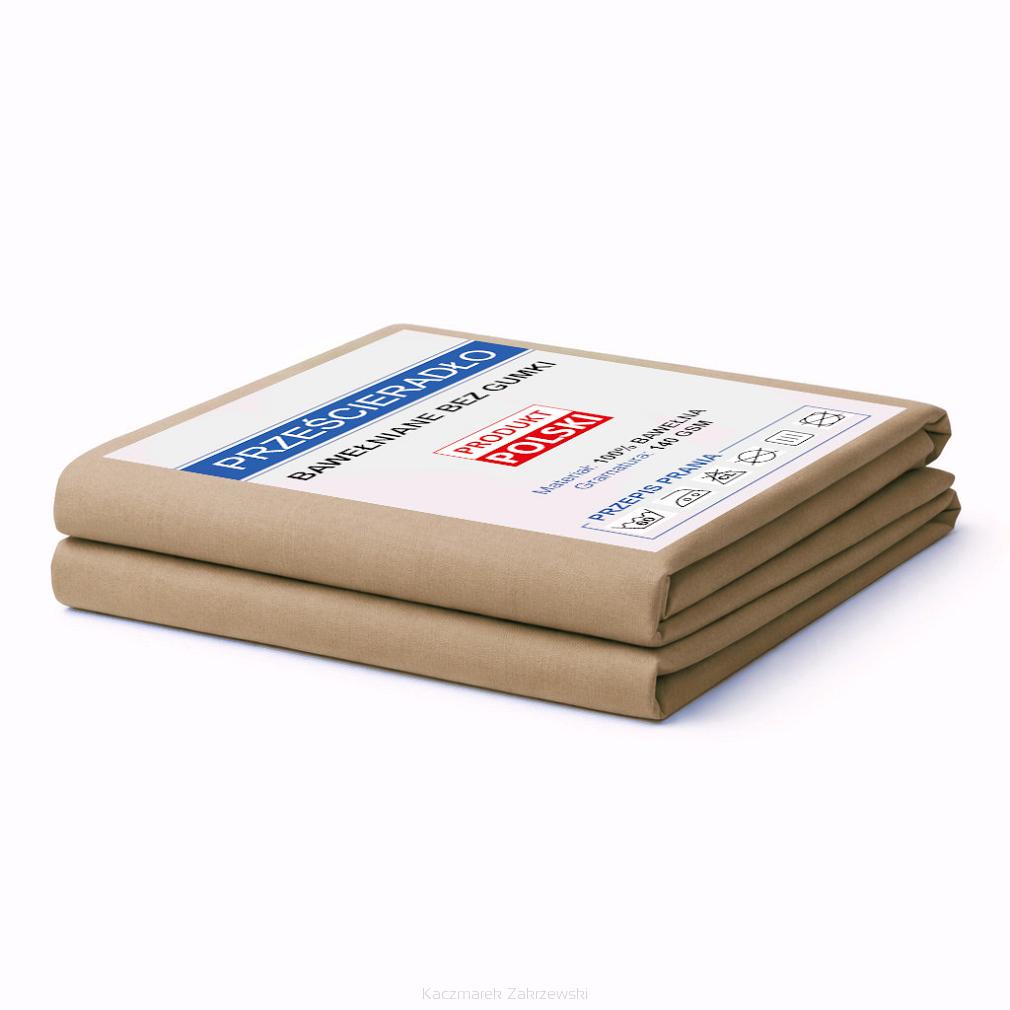 Prześcieradło bawełniane bez gumki 220x240 noris ciemnobeżowe