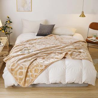 Koc akrylowy tłoczony VITO 160x200 geometryczny wzór beżowy