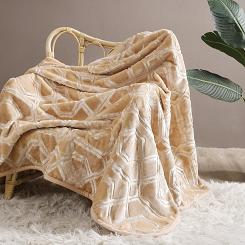 Koc akrylowy tłoczony VITO 160x200 geometryczny wzór beżowy