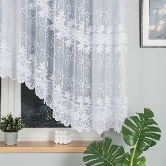 Firanka żakardowa gotowa na żabki JOWITA 400x150 biała
