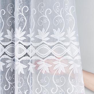 Firanka żakardowa gotowa na żabki JOWITA 400x150 biała