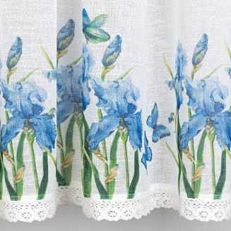 Firana gotowa na taśmie ALA 150x60 Eurofirany biały/niebieski