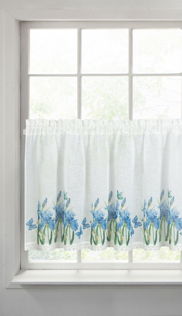 Firana gotowa na taśmie ALA 150x60 Eurofirany biały/niebieski