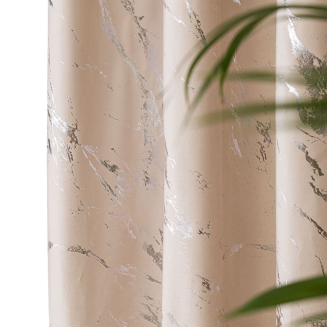 Zasłona gotowa na przelotkach MARMA 140x250 kremowa ze srebrnym nadrukiem