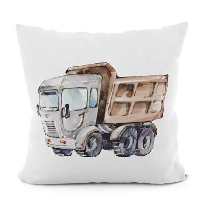 Poszewka dekoracyjna POJAZDY CIĘŻARÓWKA 40x40 welwetowa biała
