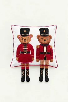 Welurowa Poszewka Świąteczna BEAR COUPLE