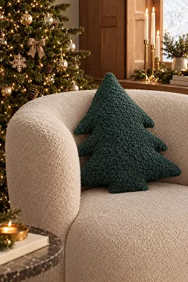 Dekoracyjna Poduszka Świąteczna Boucle Choinka 43x32 Zielona