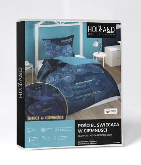 Pościel dla dzieci 140x200 fluorescencyjna młodzieżowa turkusowy gamepad