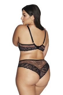 Biustonosz z koronką Semi Soft AV 2132 półusztywniany czarny panterka