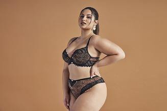 Biustonosz z koronką Semi Soft AV 2132 półusztywniany czarny panterka