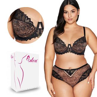 Biustonosz z koronką Semi Soft AV 2132 półusztywniany czarny panterka