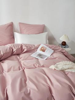 Pościel satyna bawełniana Queen Premium 220x200 pudrowa ze złotą lamówką