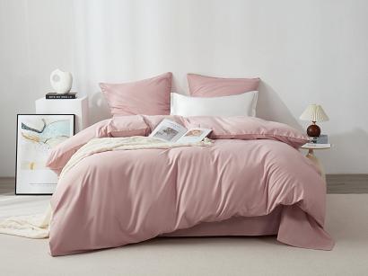 Pościel satyna bawełniana Queen Premium 220x200 pudrowa ze złotą lamówką