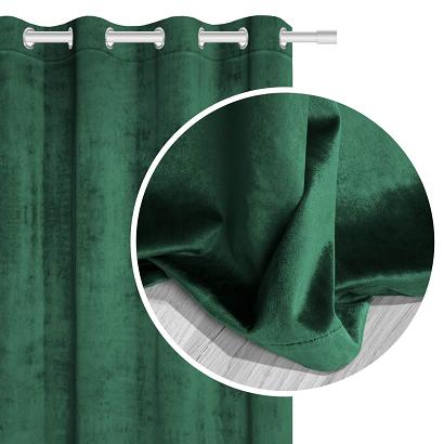 Zasłona gotowa na przelotkach VELVET SOFT 140x250 welurowa butelkowa zieleń