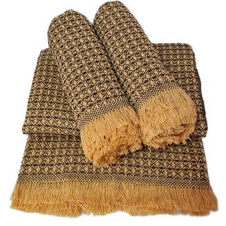 Komplet dekoracyjny narzuta 170x205 + 2x 60x170 gofra miodowy brązowy