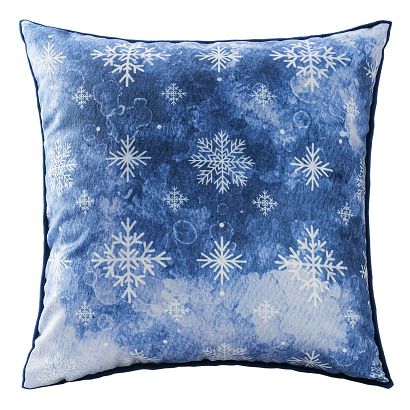 Poszewka dekoracyjna CS 43x43 Darymex świąteczna śnieżynki niebieska