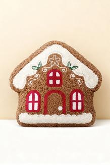 Poduszka dekoracyjna świąteczna z bukli 28x25 Domek z Piernika