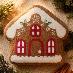 Poduszka dekoracyjna świąteczna z bukli 28x25 Domek z Piernika