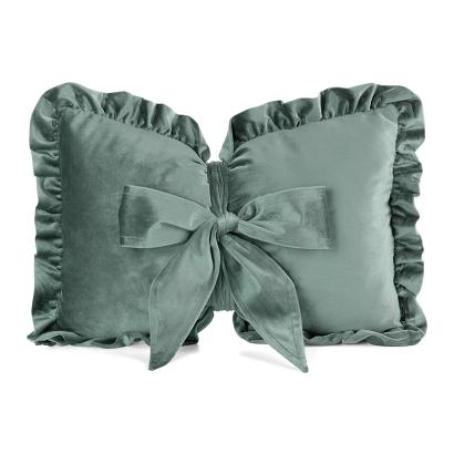 Poduszka dekoracyjna KOKARDA2 35x55 Eurofirany miętowa obszyta falbaną