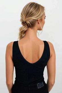 Koszulka damska z szerokimi ramiączkami i koronkowym wykończeniem Ronia czarna