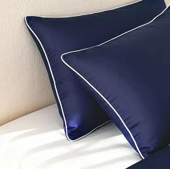 Poszewka bambusowa 50x70 granatowa z białą bizą