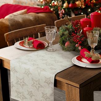 Obrus świąteczny WINTER 40x140 Eurofirany kremowy