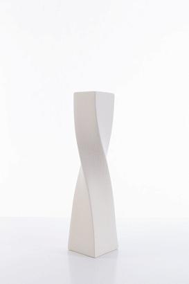 Wazon dekoracyjny RISO 12x12x50 Eurofirany kremowy smukły skręcony z efektem kropel rosy