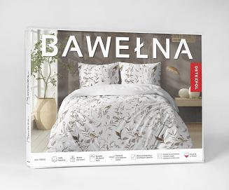 Pościel bawełniana 160x200 Detexpol biała brązowa liście ptaki gałązki