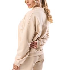 Bawełniana bluza dresowa z długim rękawem Babell kod 3009 waniliowa