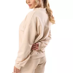 Bawełniana bluza dresowa z długim rękawem Babell kod 3009 waniliowa