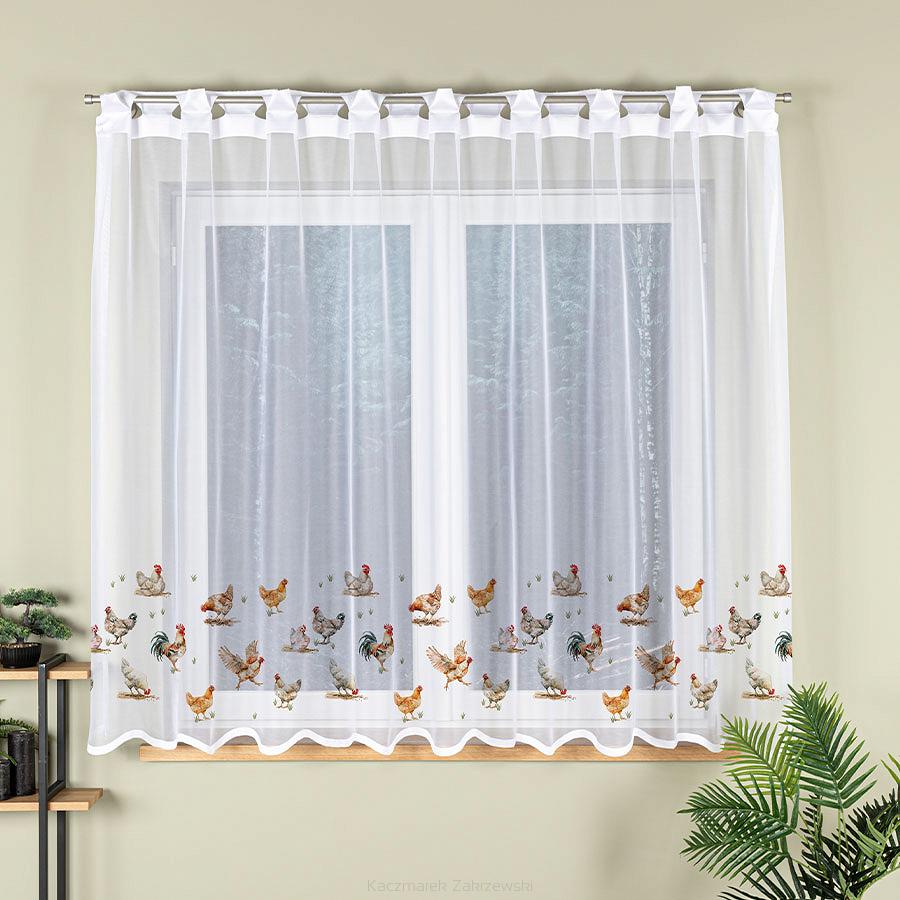 Firanka żakardowa gotowa na szelkach KURY 300x170 biała